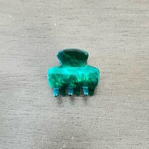 Emerald Green Allover Shiny Marble Gloss Minimalist 1.25” Lobster Claw Hair Clip